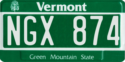 VT license plate NGX874