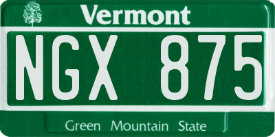 VT license plate NGX875