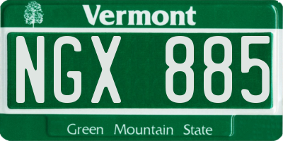 VT license plate NGX885