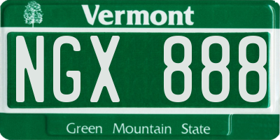 VT license plate NGX888