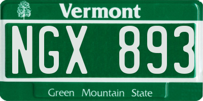 VT license plate NGX893