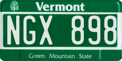 VT license plate NGX898