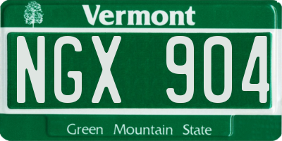 VT license plate NGX904