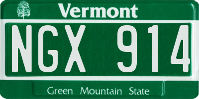VT license plate NGX914