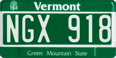 VT license plate NGX918