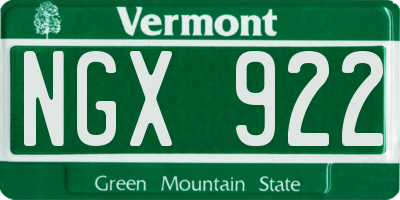 VT license plate NGX922