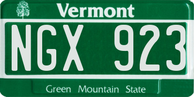 VT license plate NGX923