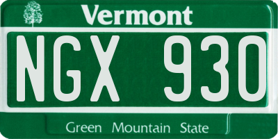 VT license plate NGX930