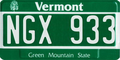 VT license plate NGX933