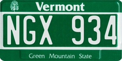 VT license plate NGX934