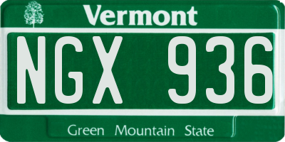 VT license plate NGX936