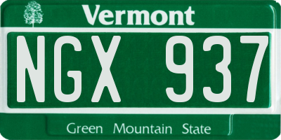 VT license plate NGX937