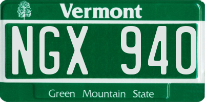 VT license plate NGX940