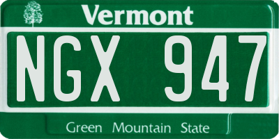 VT license plate NGX947