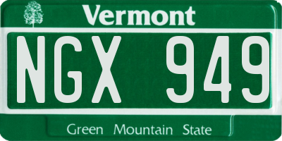 VT license plate NGX949