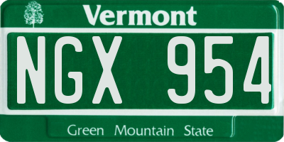 VT license plate NGX954