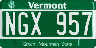 VT license plate NGX957