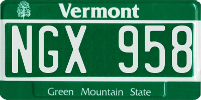 VT license plate NGX958