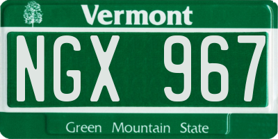 VT license plate NGX967
