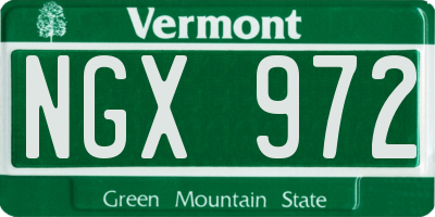 VT license plate NGX972