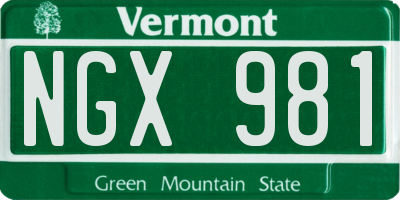 VT license plate NGX981