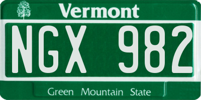 VT license plate NGX982