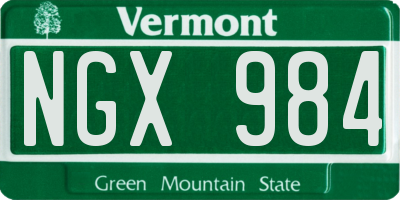 VT license plate NGX984