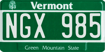VT license plate NGX985