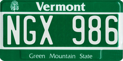 VT license plate NGX986