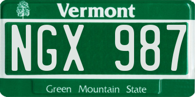 VT license plate NGX987