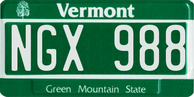 VT license plate NGX988