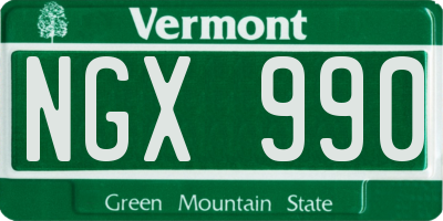 VT license plate NGX990