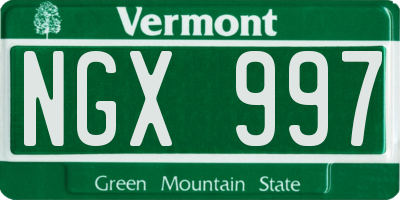 VT license plate NGX997
