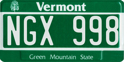 VT license plate NGX998