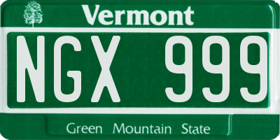VT license plate NGX999