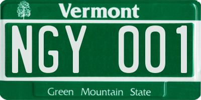 VT license plate NGY001