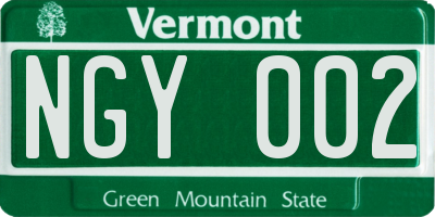 VT license plate NGY002