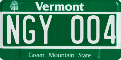 VT license plate NGY004