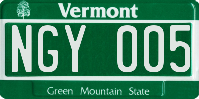 VT license plate NGY005