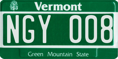 VT license plate NGY008