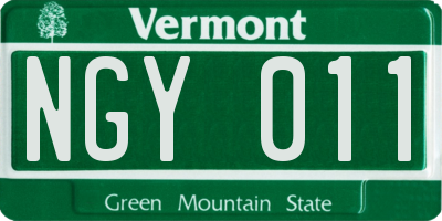 VT license plate NGY011