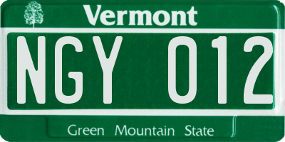 VT license plate NGY012