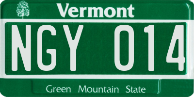 VT license plate NGY014