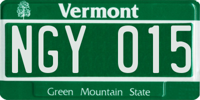 VT license plate NGY015