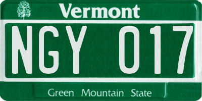 VT license plate NGY017