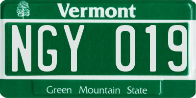 VT license plate NGY019
