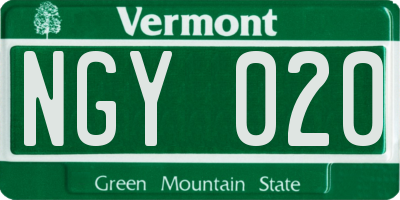 VT license plate NGY020