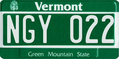 VT license plate NGY022