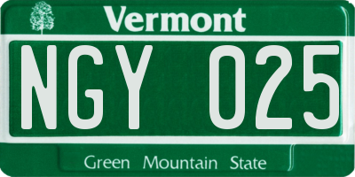 VT license plate NGY025