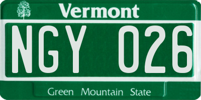 VT license plate NGY026